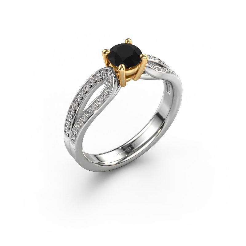 Engagement ring Antonia rnd 2 585 white gold black diamond 0.83 crt