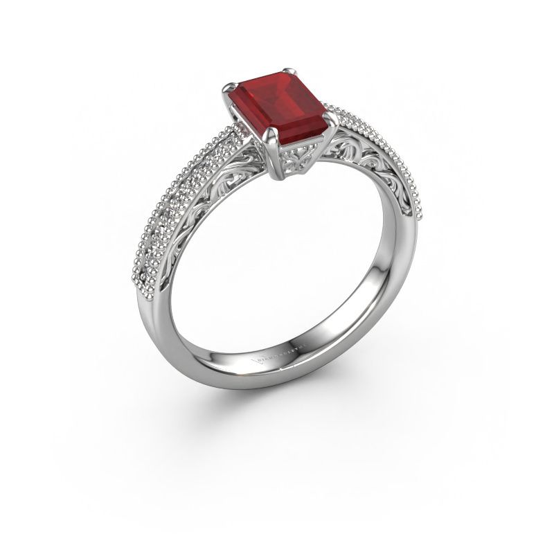 Verlobungsring Shonta EME 950 Platin Rubin 7x5 mm