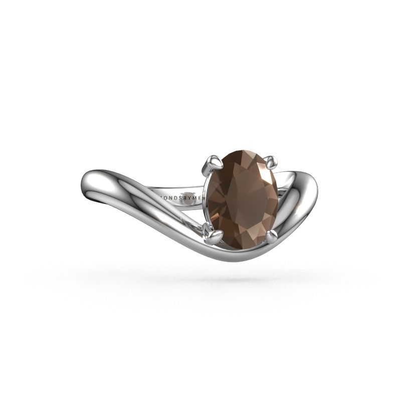 Engagement ring Femke OVL 950 platinum smokey quartz 8x6 mm