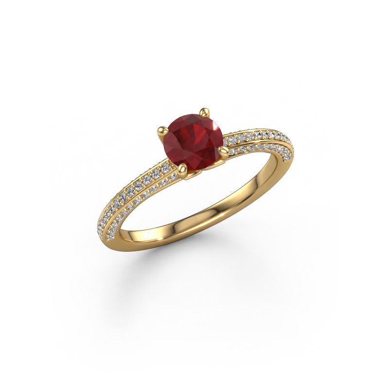 Engagement ring Elenore rnd 585 gold ruby 5.4 mm
