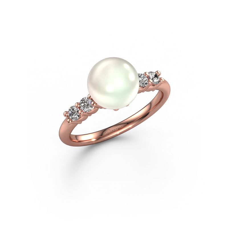 Ring Cecile 585 rosé goud witte parel 5 mm