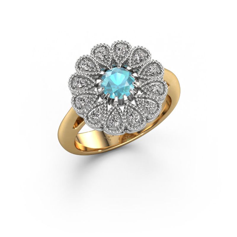 Verlobungsring Kaat 585 Gold Blau Topas 5 mm