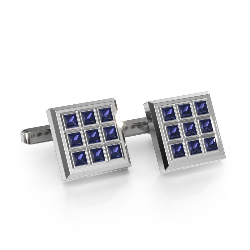 Boutons de manchettes Clen 585 or blanc saphir 3 mm