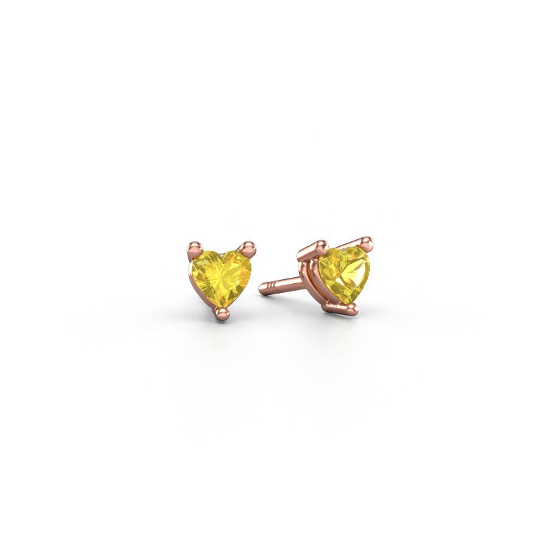 Stud earrings Garnet 585 rose gold yellow sapphire 4 mm