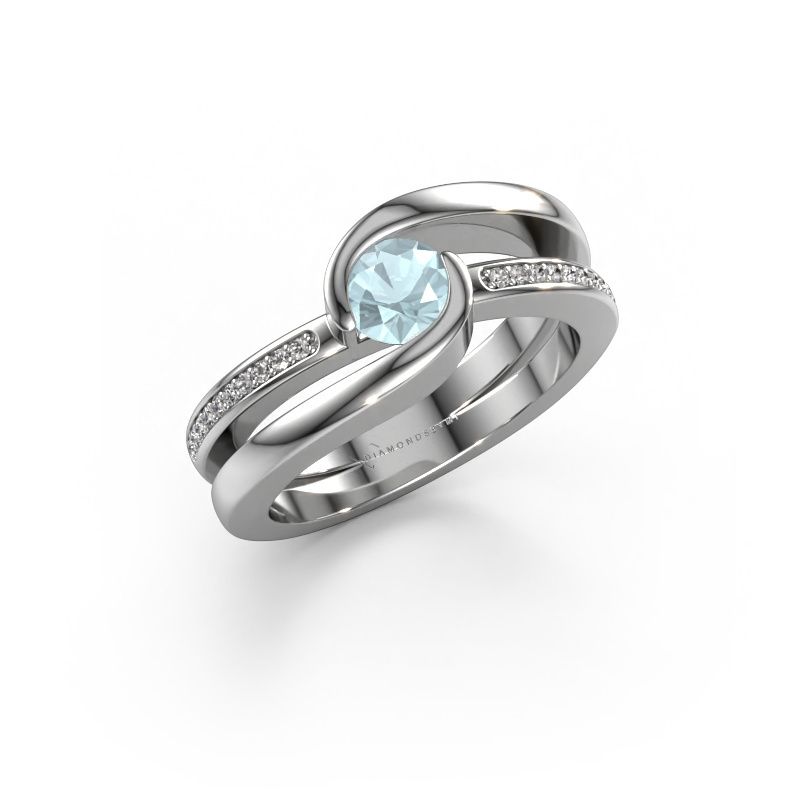 Ring Xenia 2 950 platina aquamarijn 5 mm