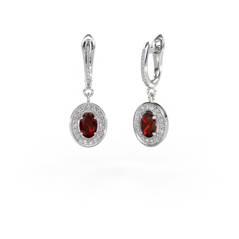 Pendants d'oreilles Layne 2 585 or blanc grenat 7x5 mm