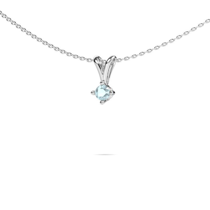 Pendant Jannette 950 platinum aquamarine 4 mm