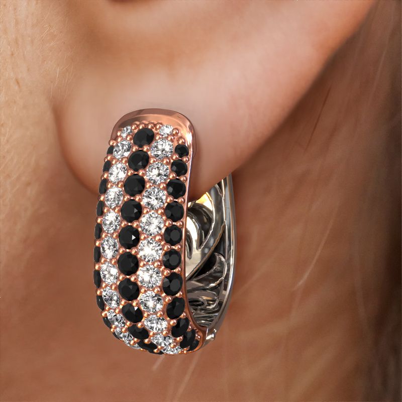 Image of Hoop earrings Danika 10.5 B 585 rose gold black diamond 2.134 crt