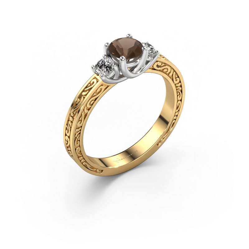Engagement ring Betty 1 585 gold smokey quartz 5 mm