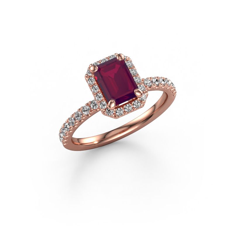 Engagement ring Miranda EME 585 rose gold rhodolite 7x5 mm