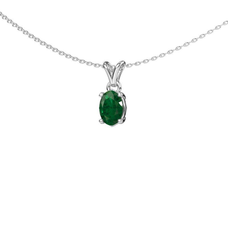 Pendant Lucy 1 585 white gold emerald 7x5 mm