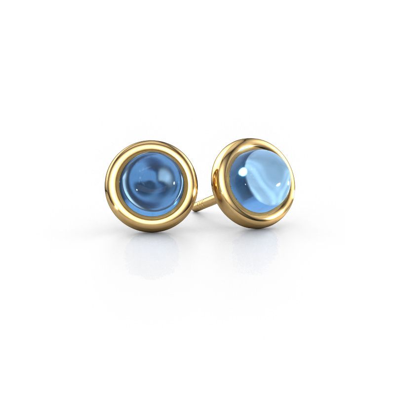 Oorstekers Jodi 585 goud blauw topaas 4,5 mm