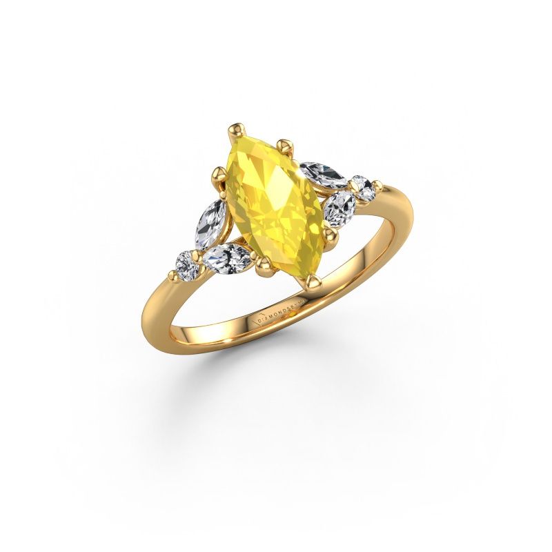 Engagement ring Megan MRQ 585 gold yellow sapphire 11x5.5 mm