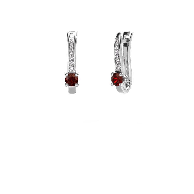 Image of Earrings valorie<br/>925 silver<br/>Garnet 4 mm