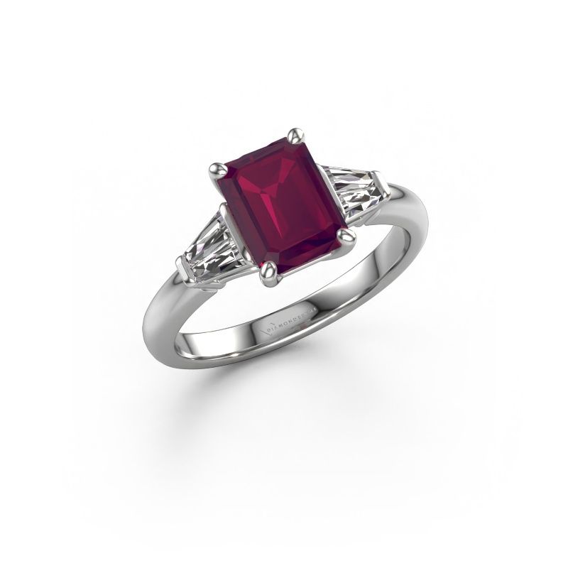 Verlovingsring Kina EME 950 platina rhodoliet 8x6 mm