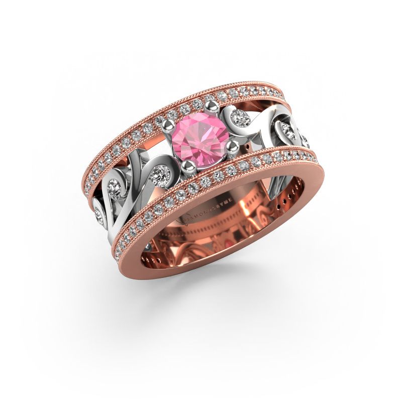 Bague Sanne 585 or rose saphir rose 5 mm