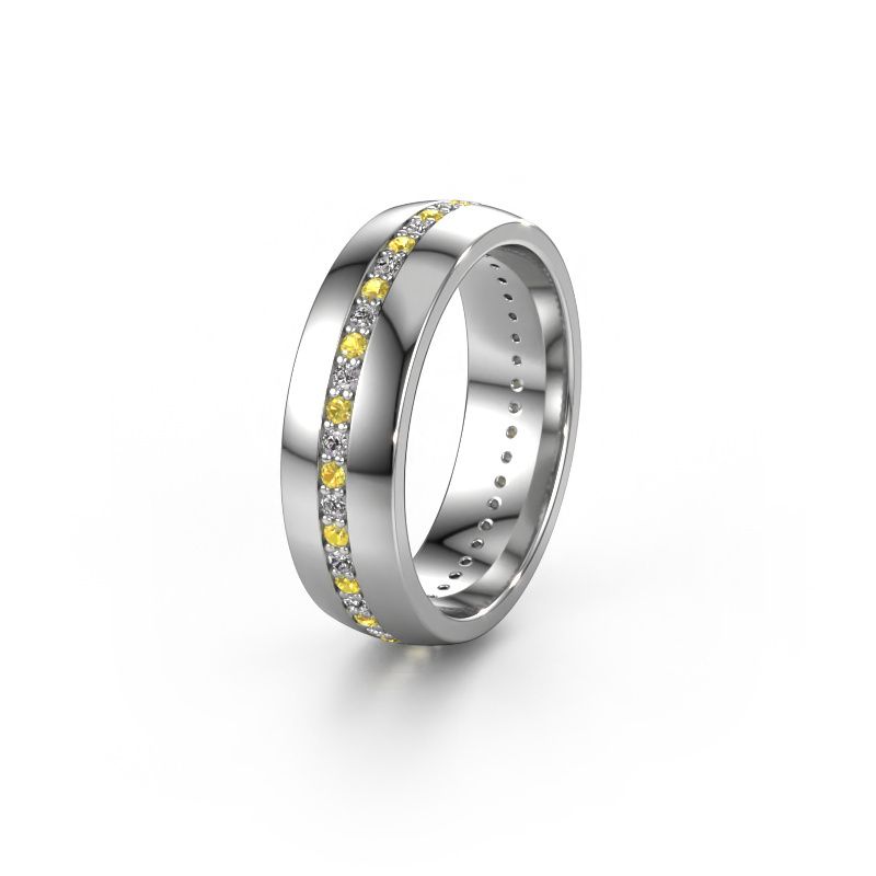 Weddings ring WH0103L26BP 585 white gold yellow sapphire 1.3 mm ±6x2 mm
