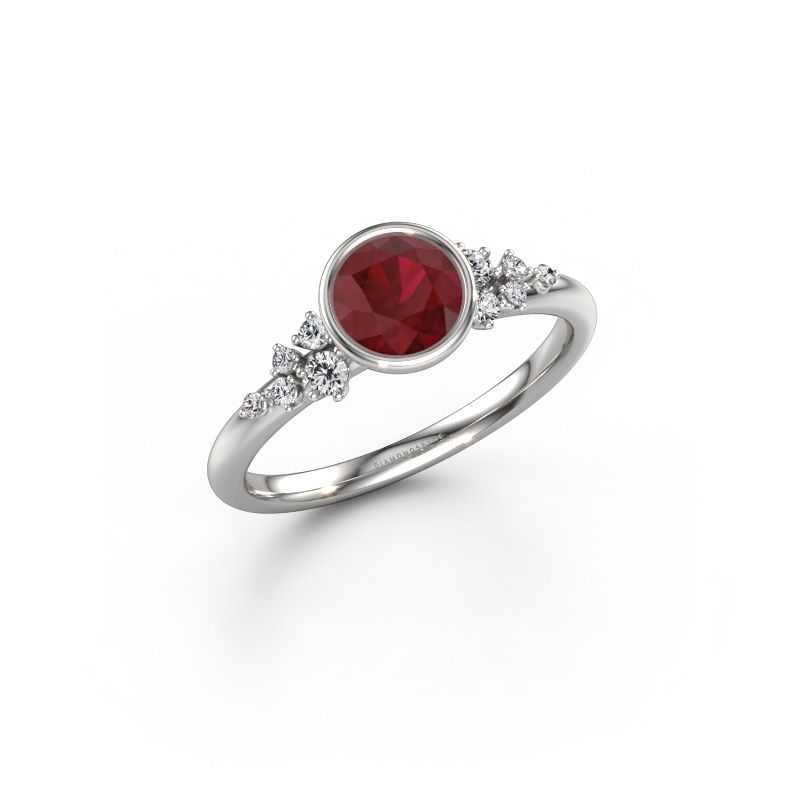 Verlobungsring Aliyah RND 950 Platin Rubin 5.7 mm