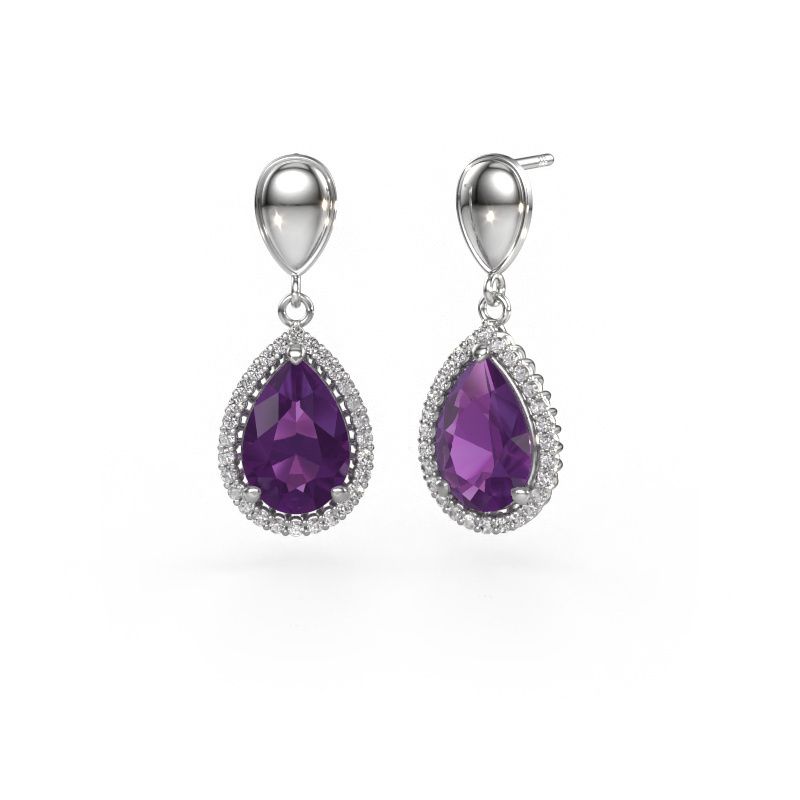 Pendants d'oreilles Tilly per 1 950 platine améthyste 12x8 mm