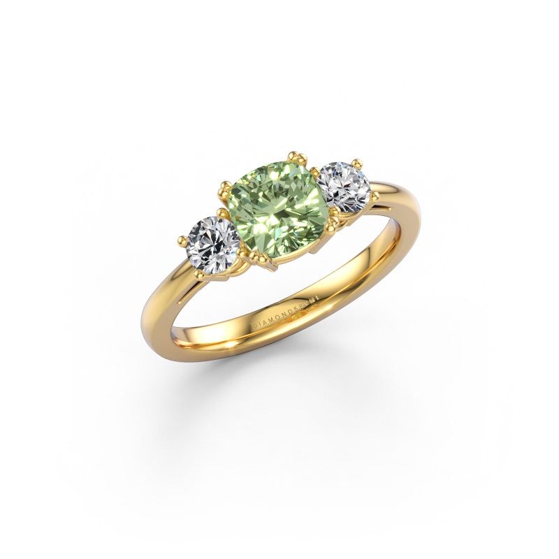 Engagement ring Dominique CUS 1 585 gold green lab grown diamond 6 mm
