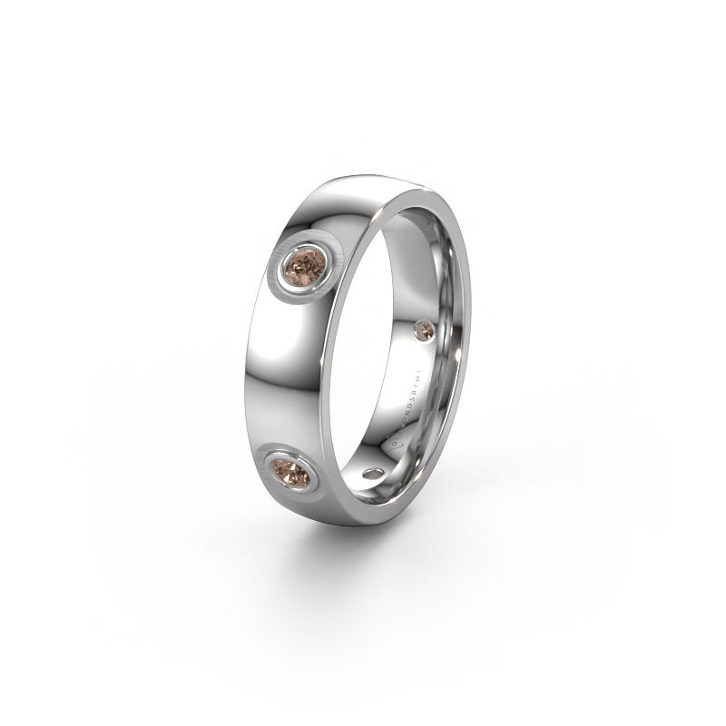 Wedding ring WH0139L25BP 585 white gold brown diamond ±5x2 mm