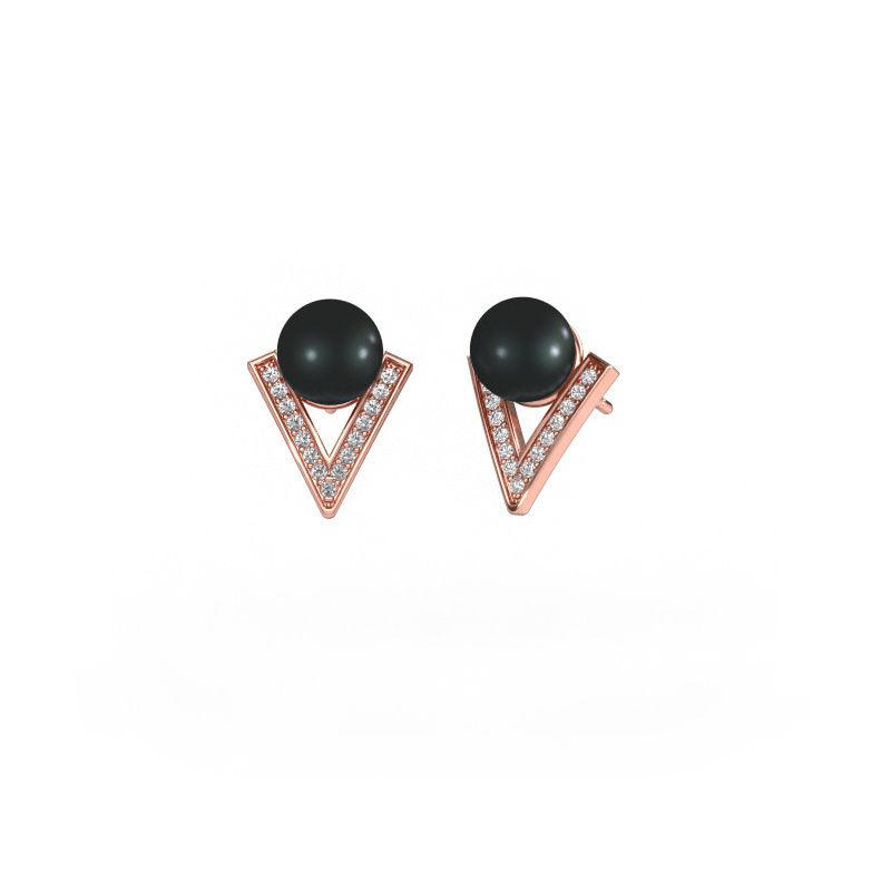 Earrings Faith 585 rose gold black pearl 7 mm
