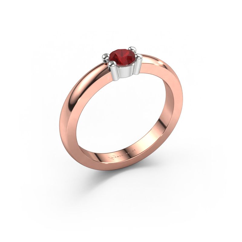 Bague Yasmin 1 585 or rose rubis 4 mm
