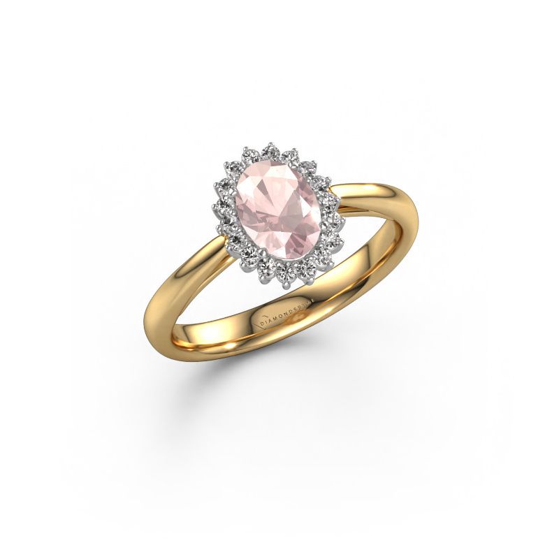 Forlovelsesring Tilly ovl 1 585 gull champagnefarget morganitt 7x5 mm