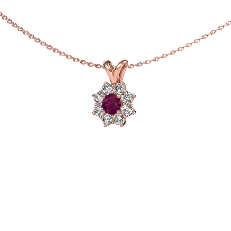 Hanger Carolyn 585 rosé goud rhodoliet 4 mm