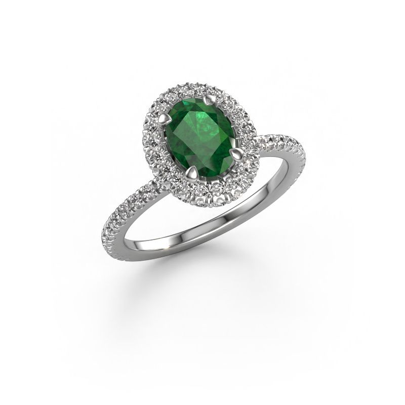 Image of Engagement ring Talitha OVL 950 platinum emerald 7x5 mm