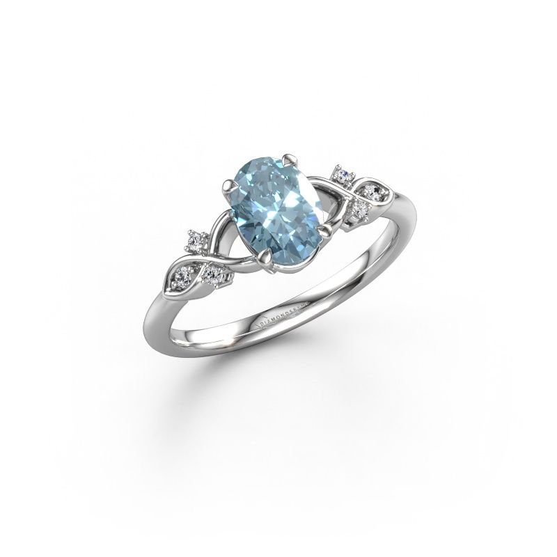 Engagement ring Azra OVL 950 platinum blue lab grown diamond 8x6 mm