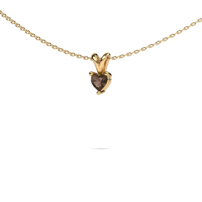 Pendant Garnet 585 gold smokey quartz 4 mm