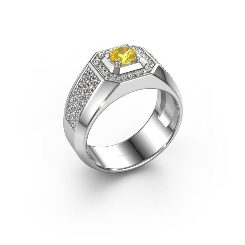 Men's ring Pavan 950 platinum yellow sapphire 5 mm