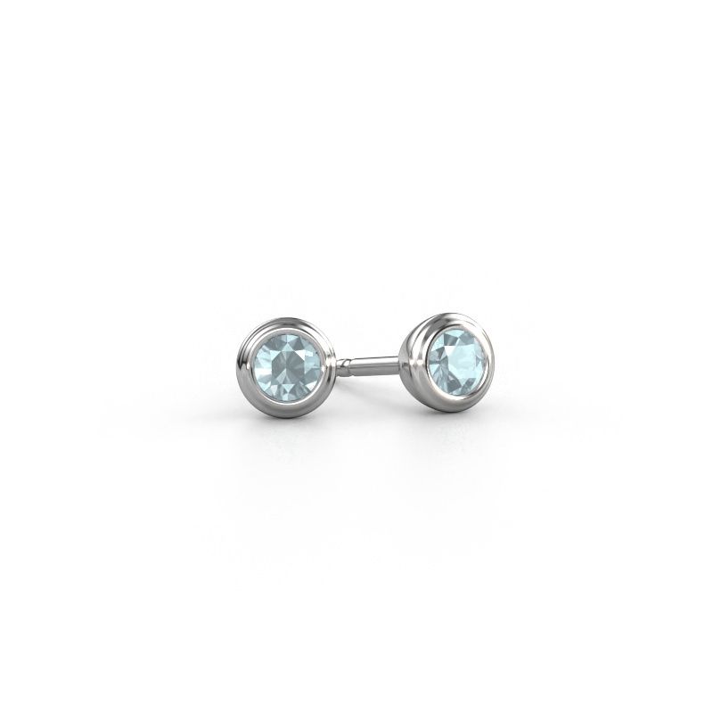 Clous d'oreilles Shemika 950 platine aigue-marine 4 mm