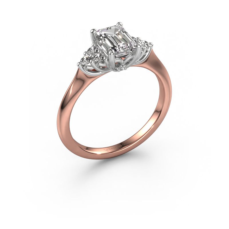 Bague de fiançailles Felipa EME 585 or rose zircone 7x5 mm
