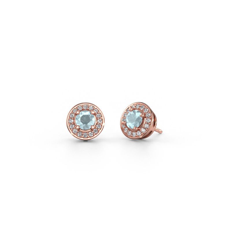 Clous d'oreilles Agaat 585 or rose aigue-marine 5 mm