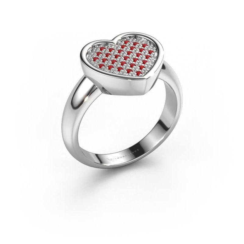 Ring Veerle 585 witgoud robijn 1 mm