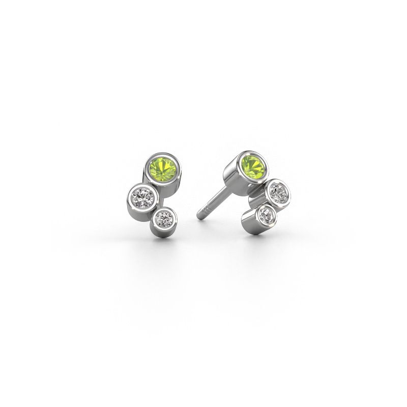 Stud earrings Marlys 585 white gold peridot 2.5 mm