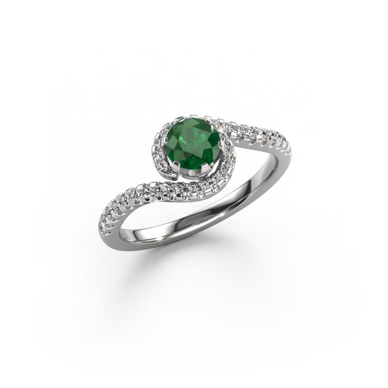 Engagement ring Elli 950 platinum emerald 5 mm