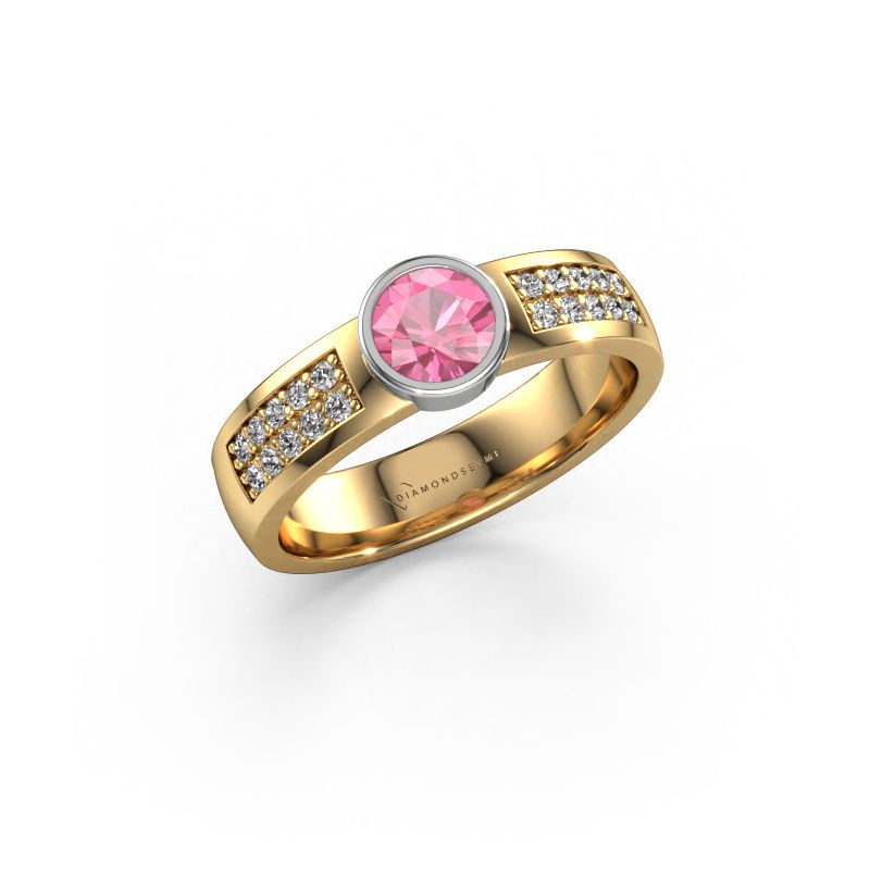 Engagement ring Ise 3 585 gold pink sapphire 4.7 mm