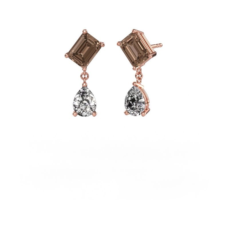Oorbellen Toi et Moi EME PER 585 rosé goud bruine diamant 5.50 crt