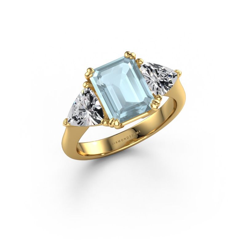 Engagement ring Paula 585 gold aquamarine 9x7 mm