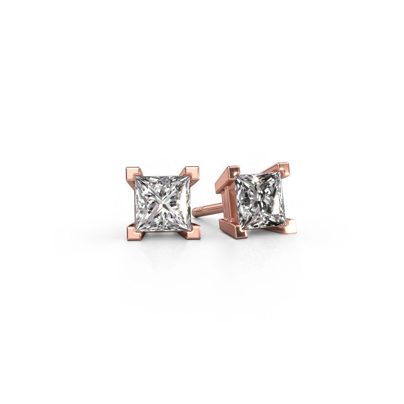 Clous d'oreilles Ariane 585 or rose diamant 0.80 crt