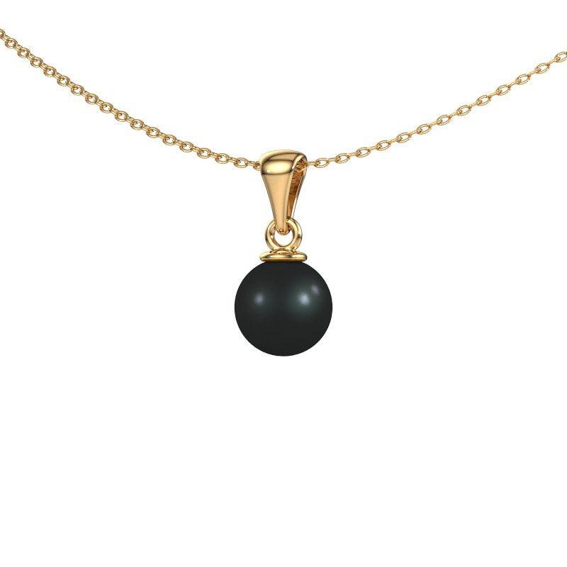 Pendentif Blanche 585 or jaune perle noire 6 mm
