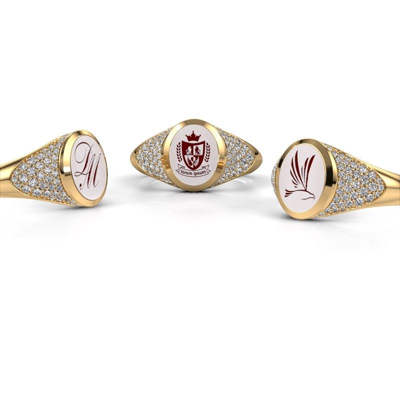 Afbeelding van Pinkring Giovani<br/>585 goud<br/>Rode lagensteen 10x8 mm