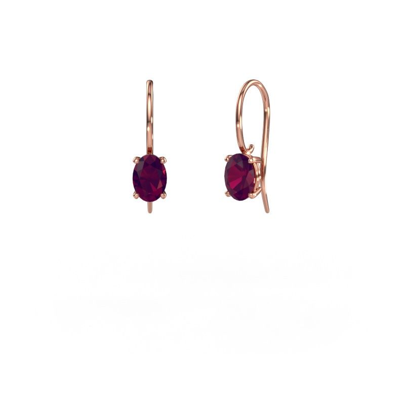 Pendants d'oreilles Cleo OVL 585 or rose rhodolite 7x5 mm