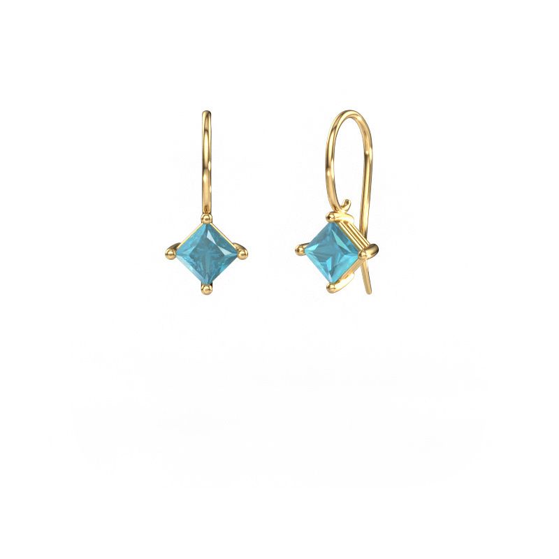Drop earrings Cleo SQR 585 gold blue topaz 5.5 mm