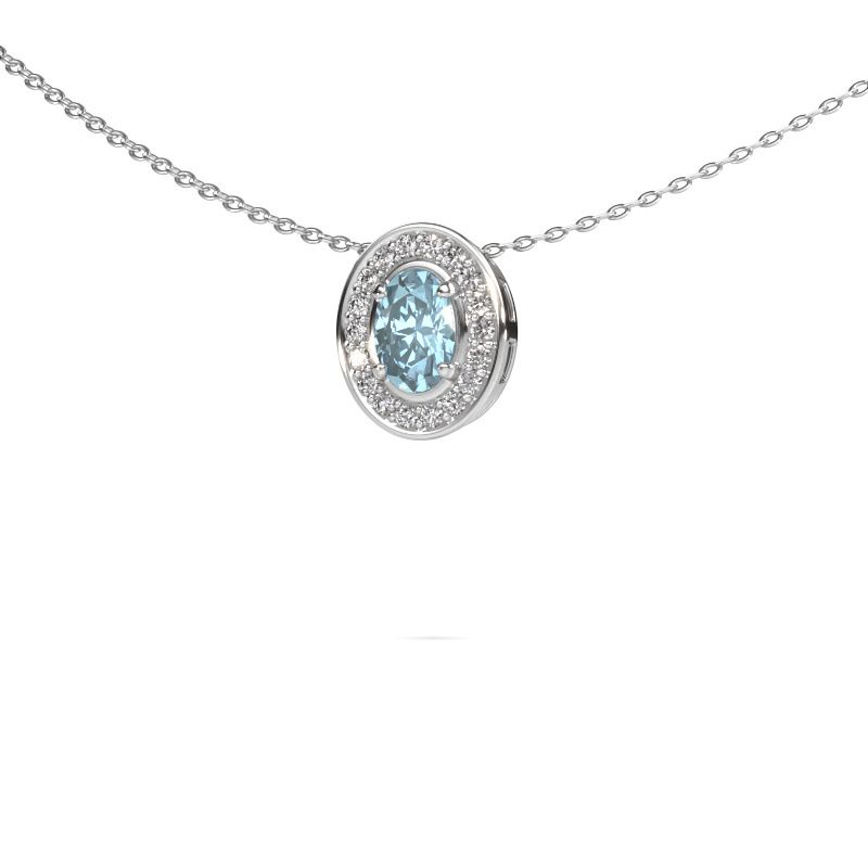 Necklace Madelon 585 white gold blue lab grown diamond 6x4 mm