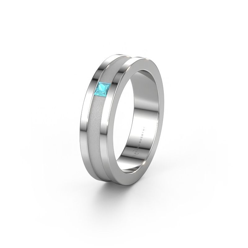 Wedding ring WH2001L 585 white gold blue topaz ±5x2 mm