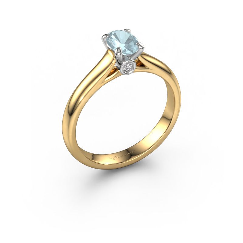 Verlovingsring Valorie ovl 1 585 goud aquamarijn 6.5x4.5 mm